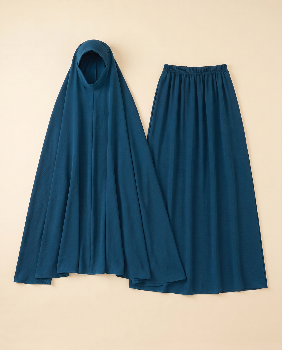 Long Khimar and Skirt Prayer Set – Peacock Blue