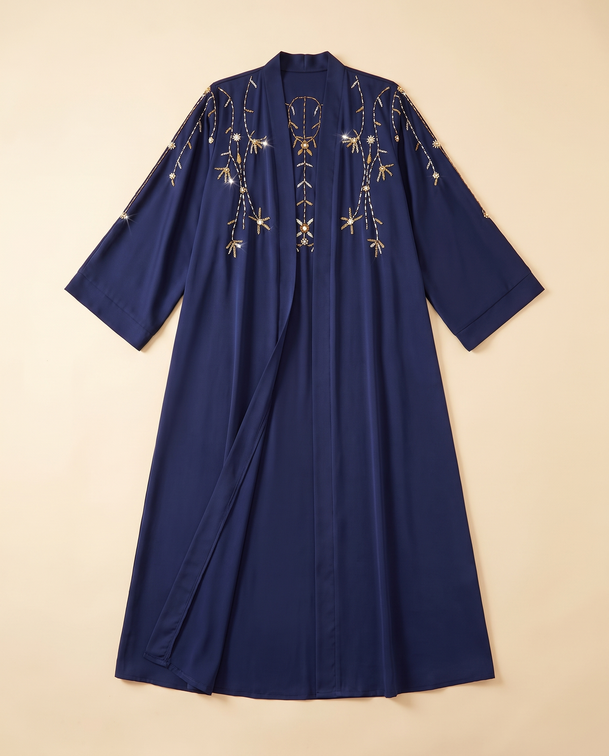 Nasrin Embroidered Evening Kaftan – Navy