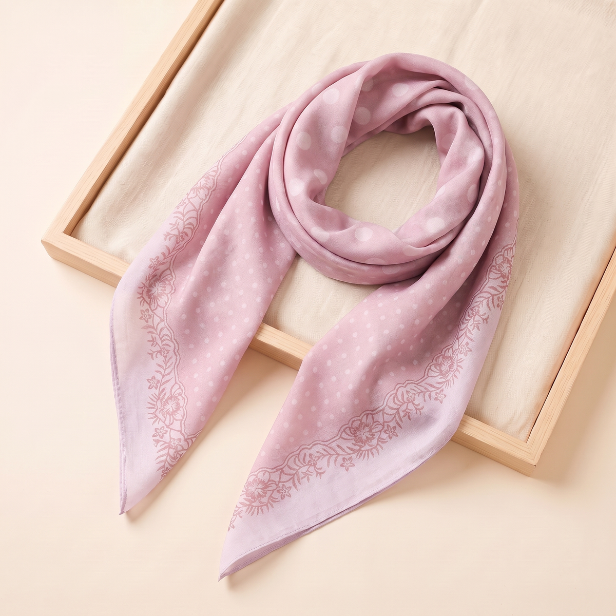 Nada Printed Square Hijab – Blush Dot