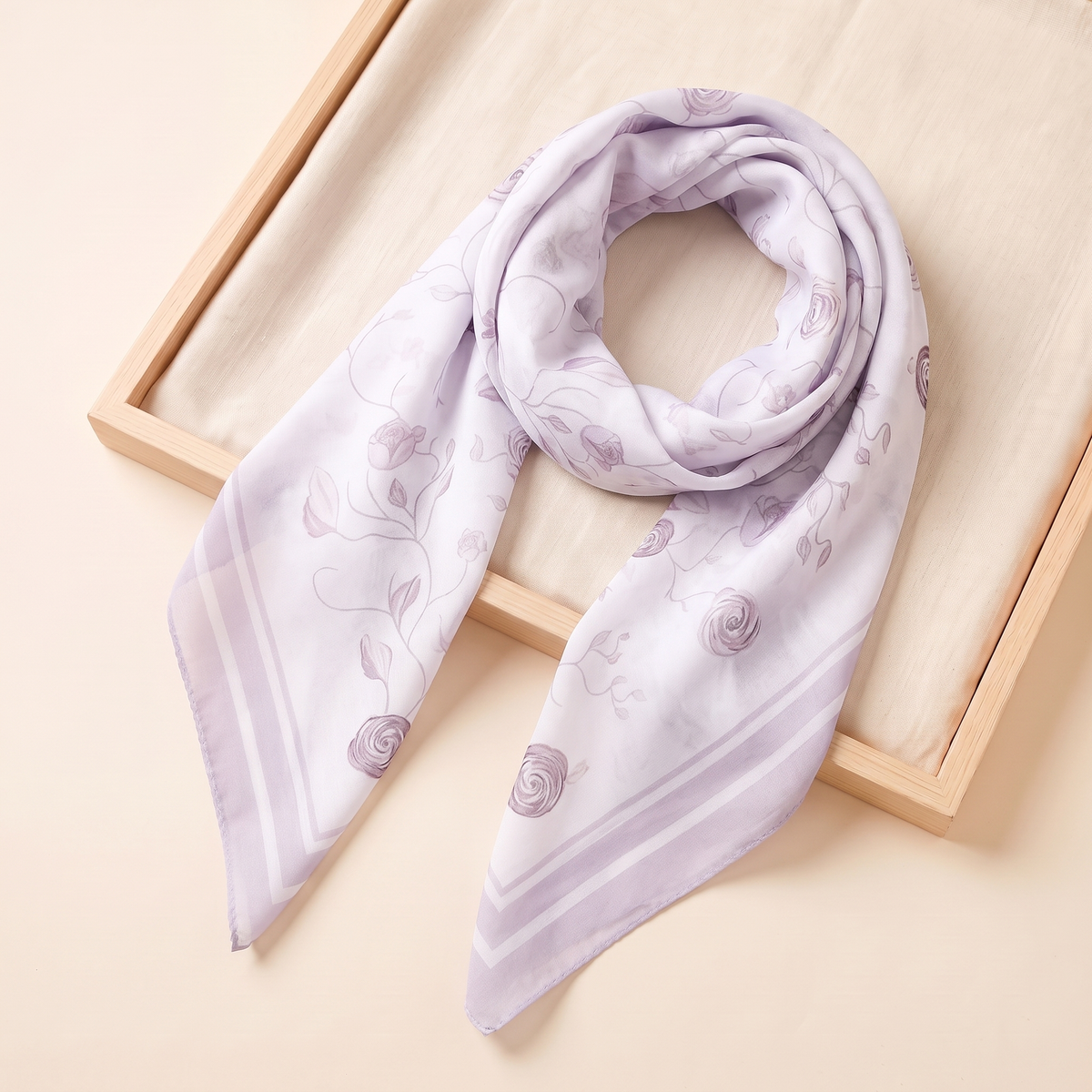 Nada Printed Square Hijab – Lilac Rose