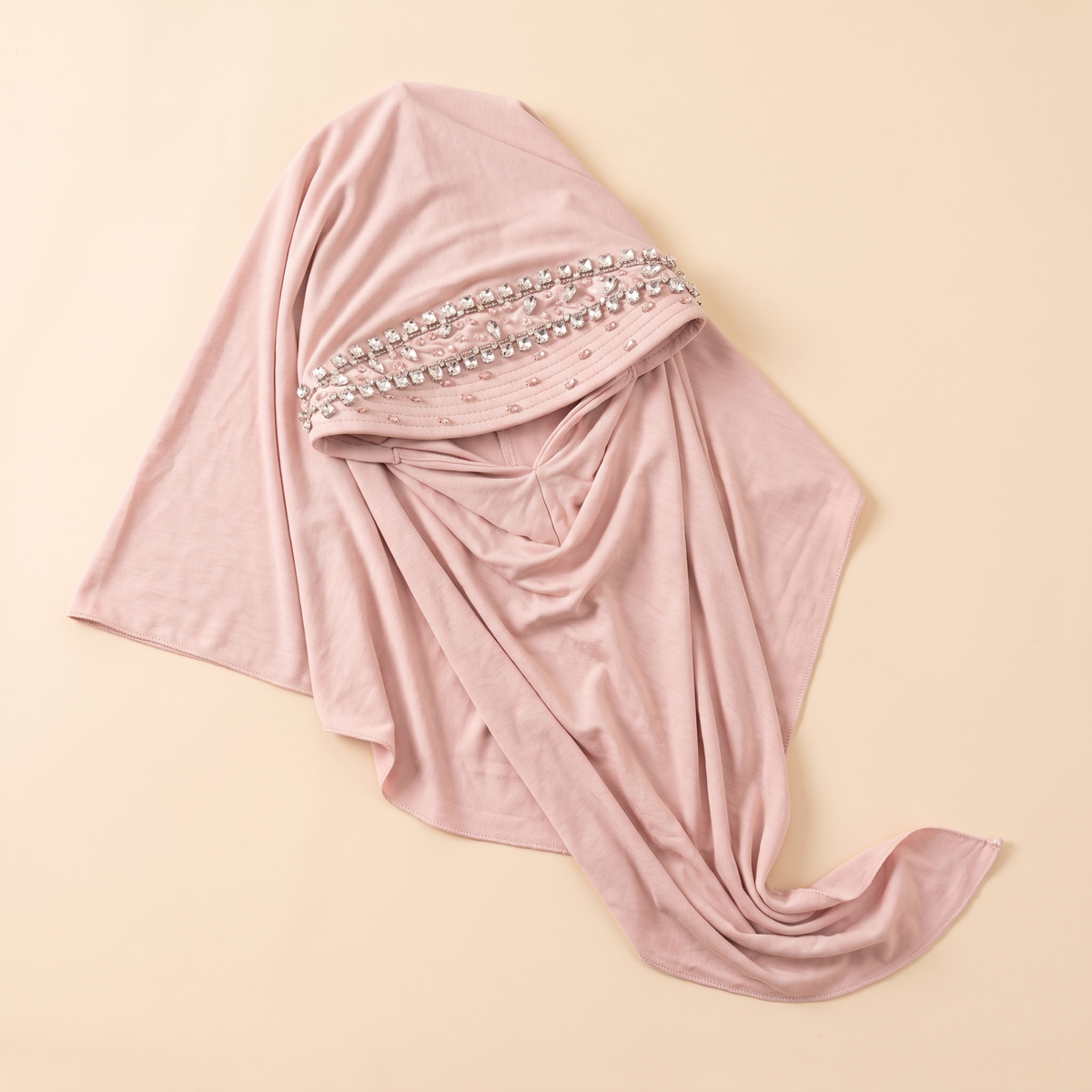 Maram Crystal Hat-Style Instant Hijab – Blush