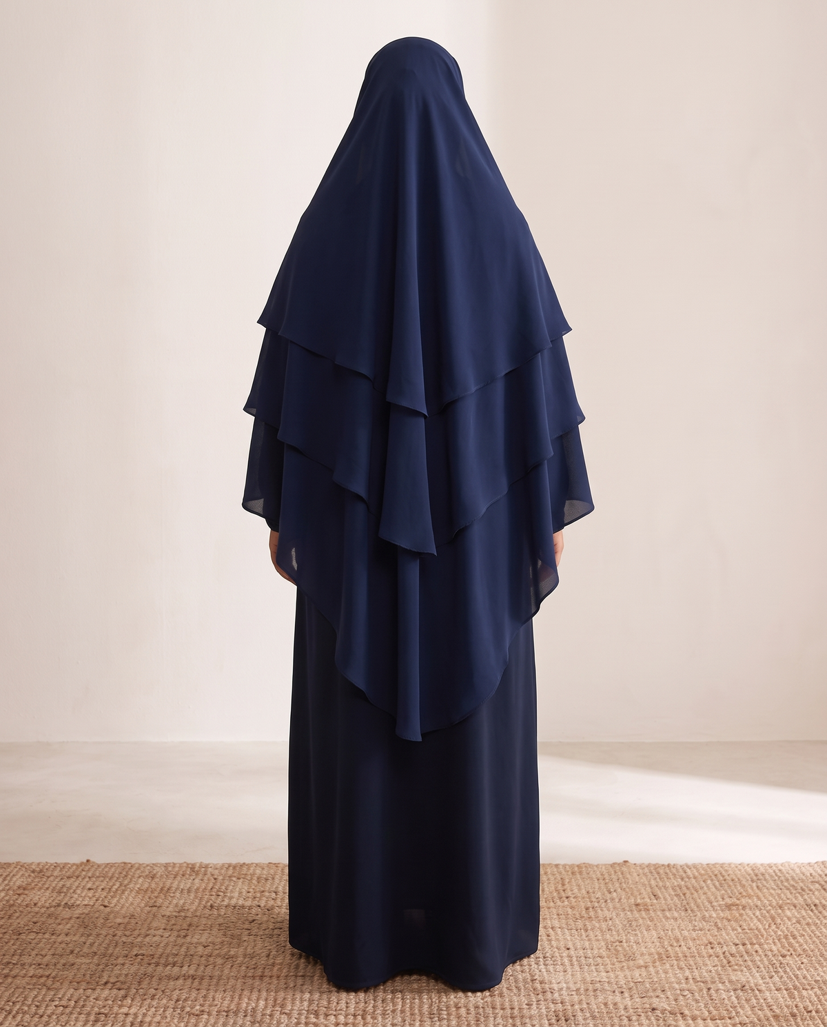 Overhead Khimar Prayer Scarf – Navy, back view