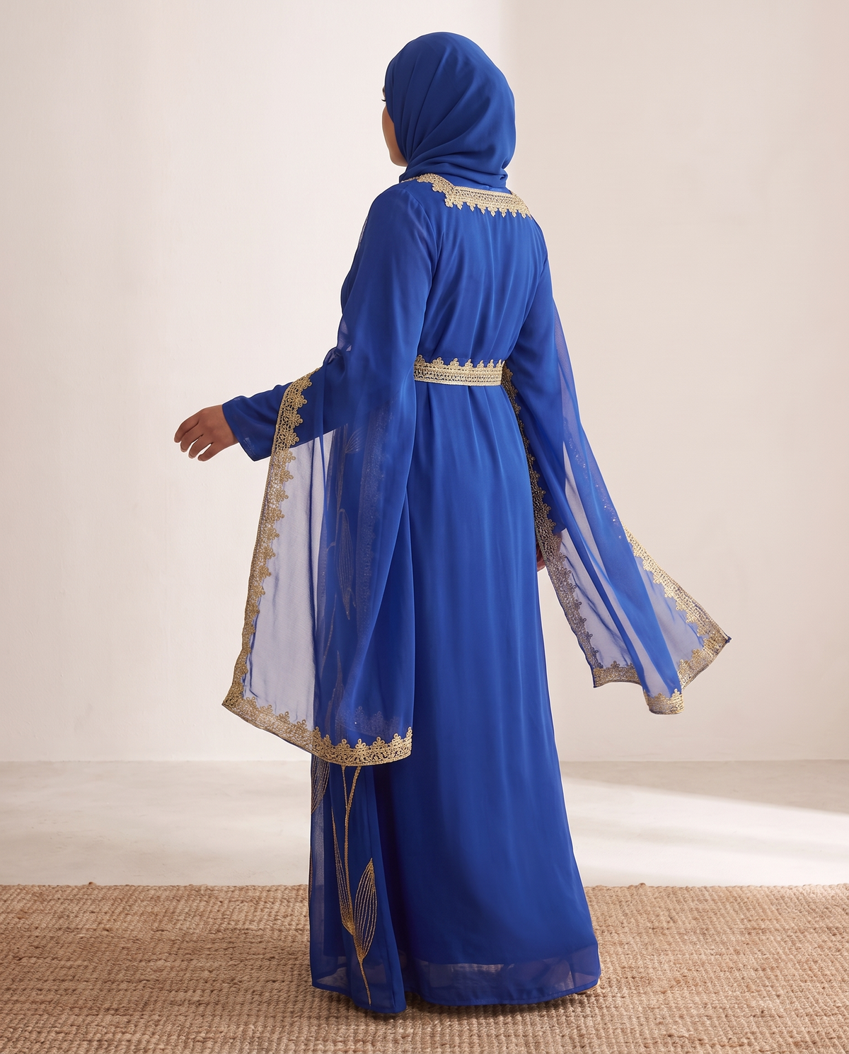 Parisa Embellished Occasion Kaftan – Royal Blue, side view