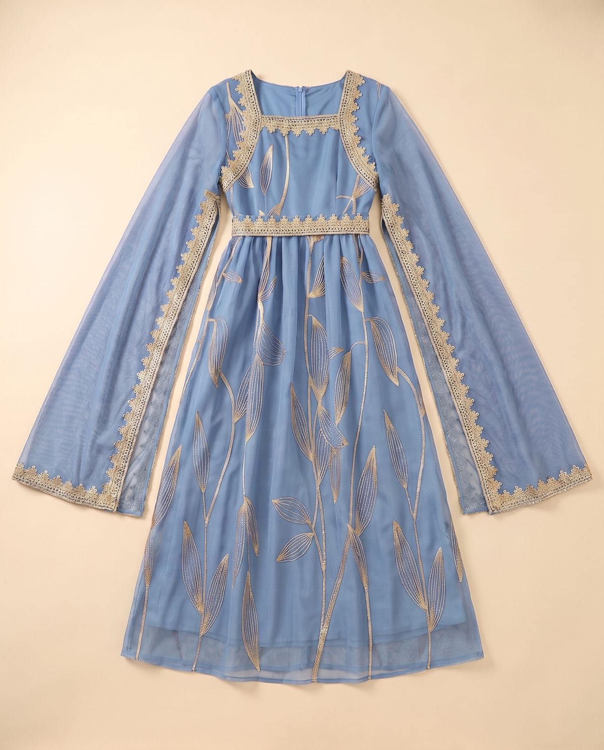 Parisa Embellished Occasion Kaftan – Light Blue