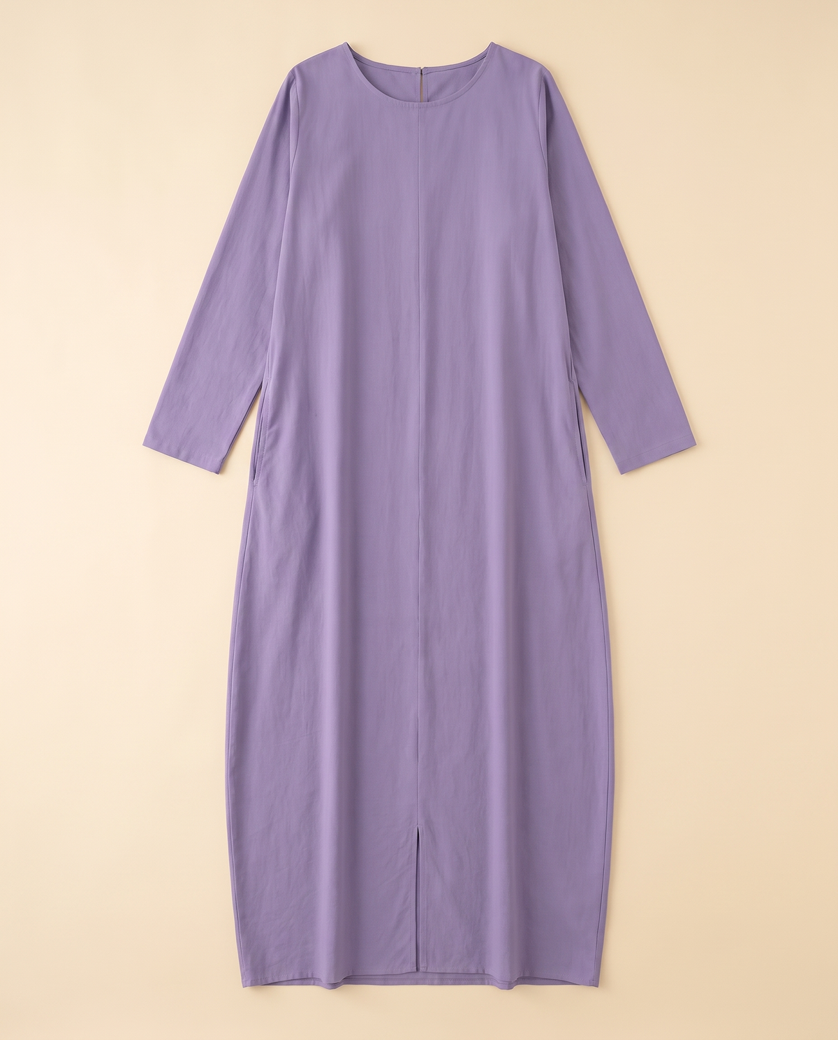 Pocketed Long-Sleeve Abaya Dress – Lavender