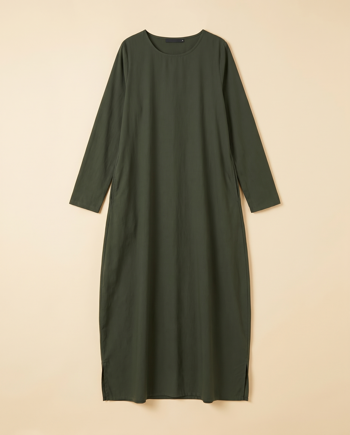 Pocketed Long-Sleeve Abaya Dress – Olive