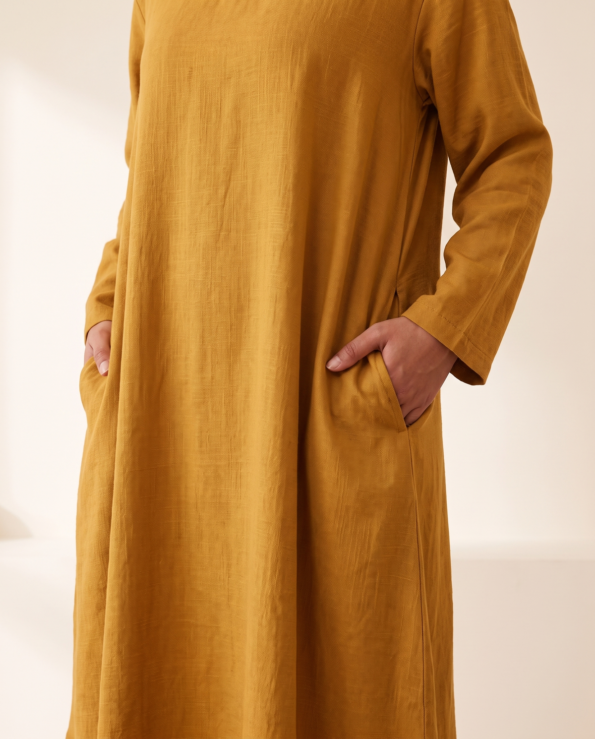 Pocketed Long-Sleeve Abaya Dress – pocket detail