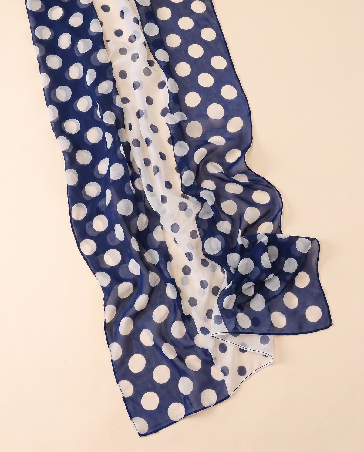 Printed Chiffon Hijab Shawl – Blue Polka Dot