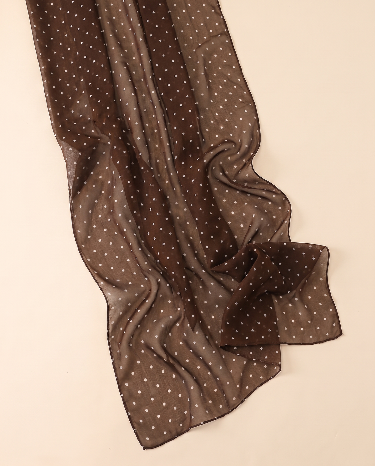 Printed Chiffon Hijab Shawl – Brown Pin Dot