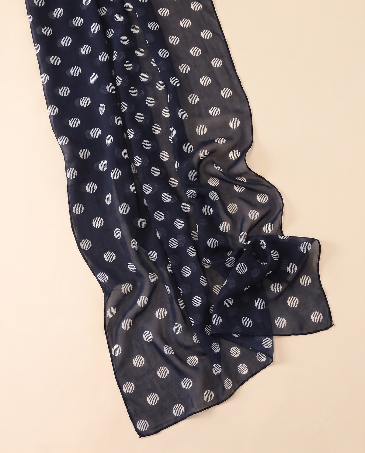 Printed Chiffon Hijab Shawl – Navy Pin Dot
