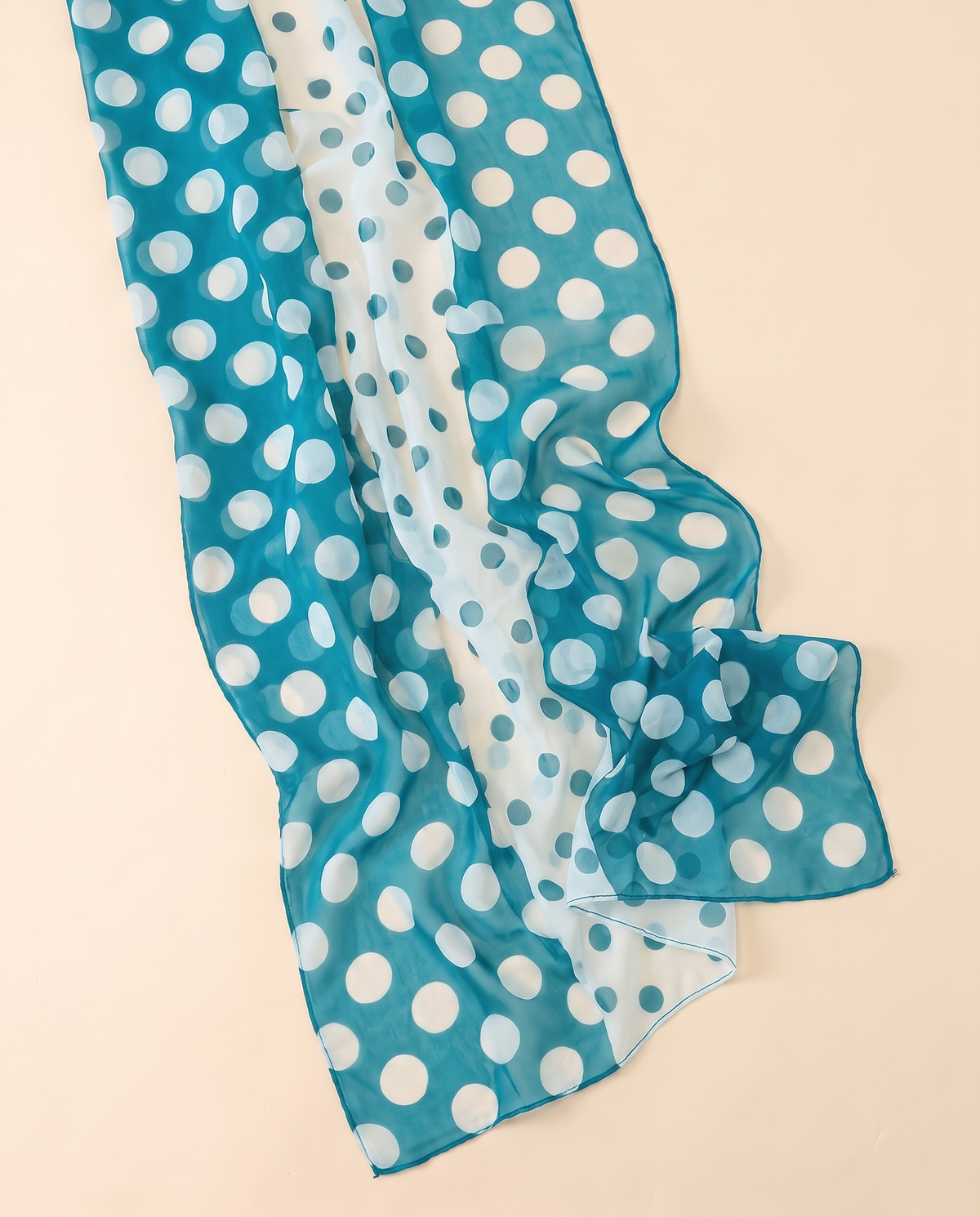 Printed Chiffon Hijab Shawl – Turquoise Polka Dot
