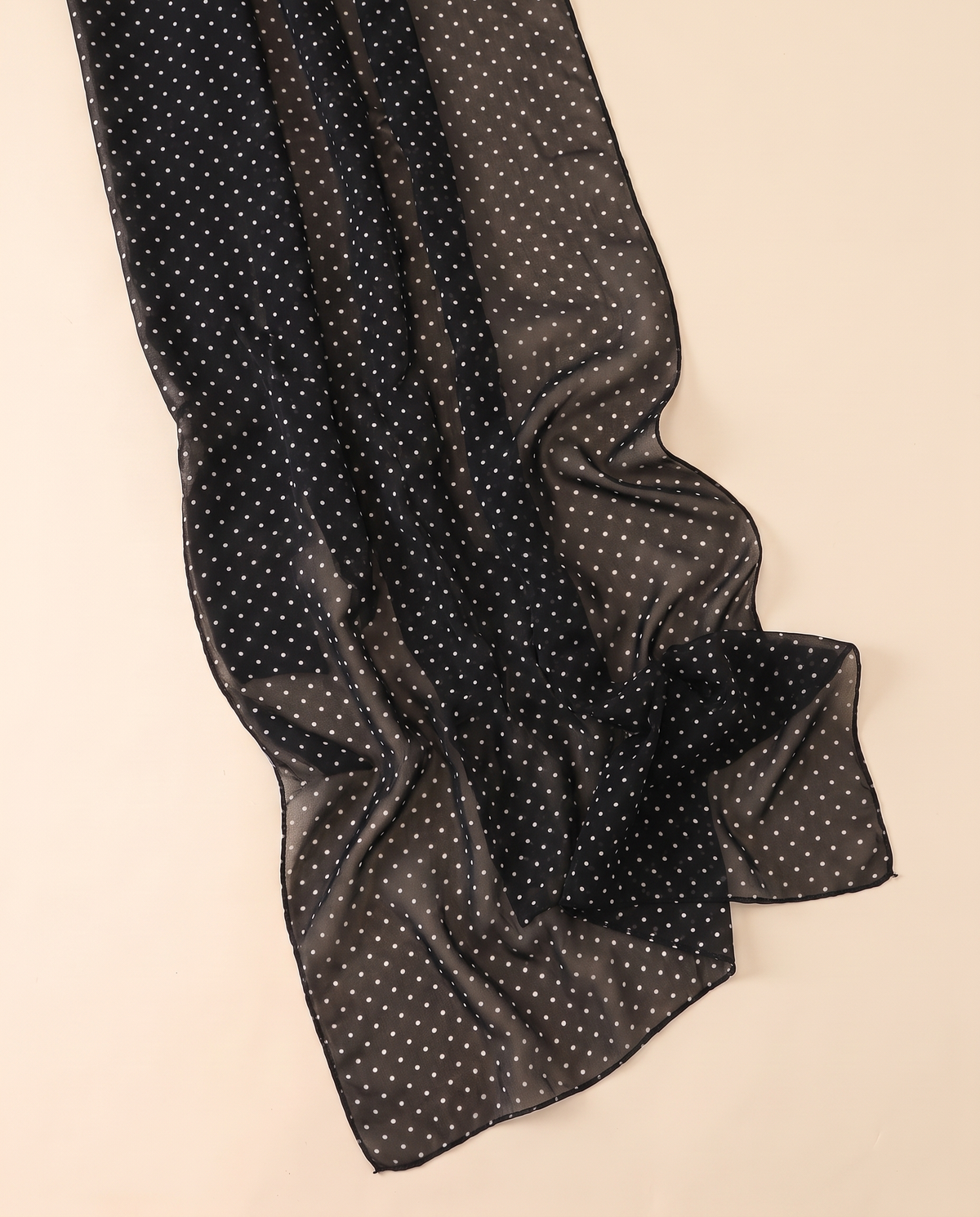 Printed Chiffon Hijab Shawl – Black Pin Dot