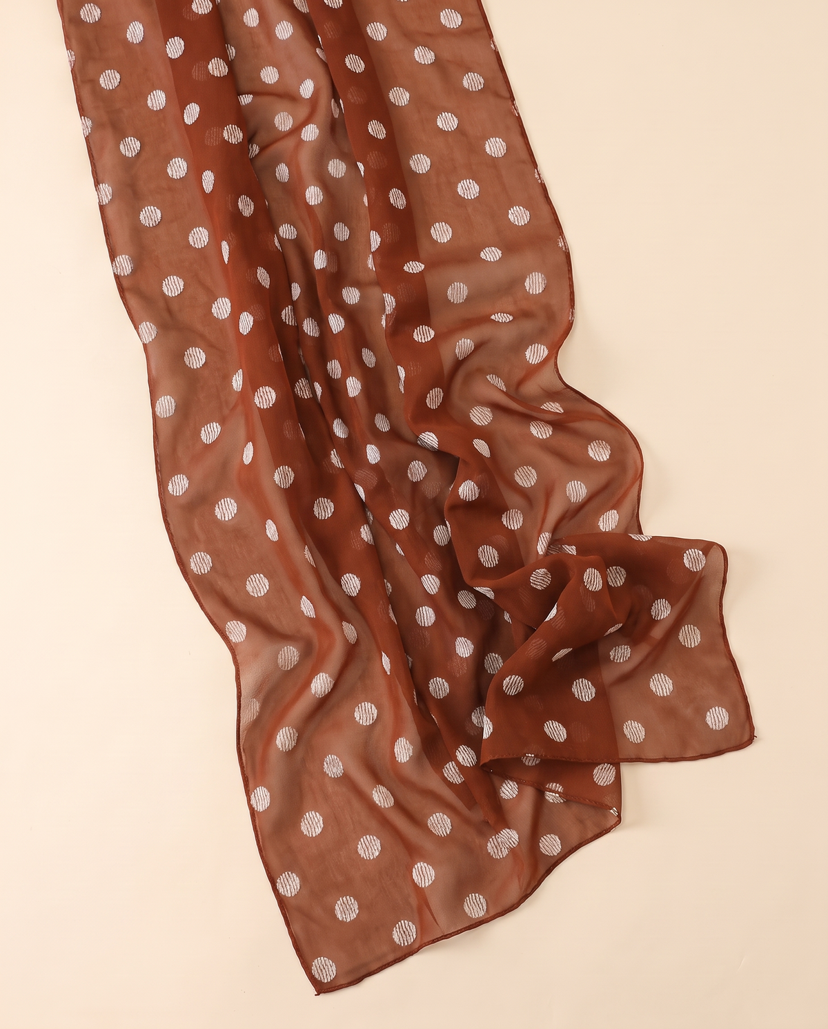 Printed Chiffon Hijab Shawl – Rust Pin Dot
