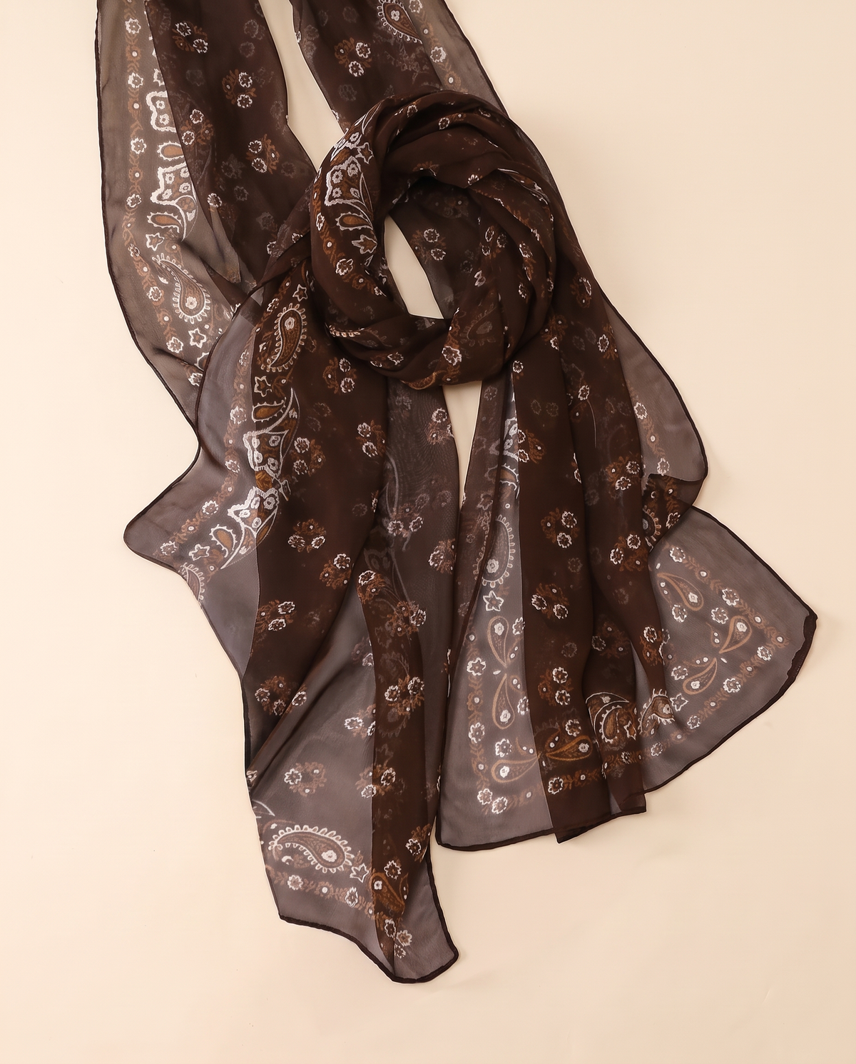 Printed Chiffon Hijab Shawl – Chocolate Floral