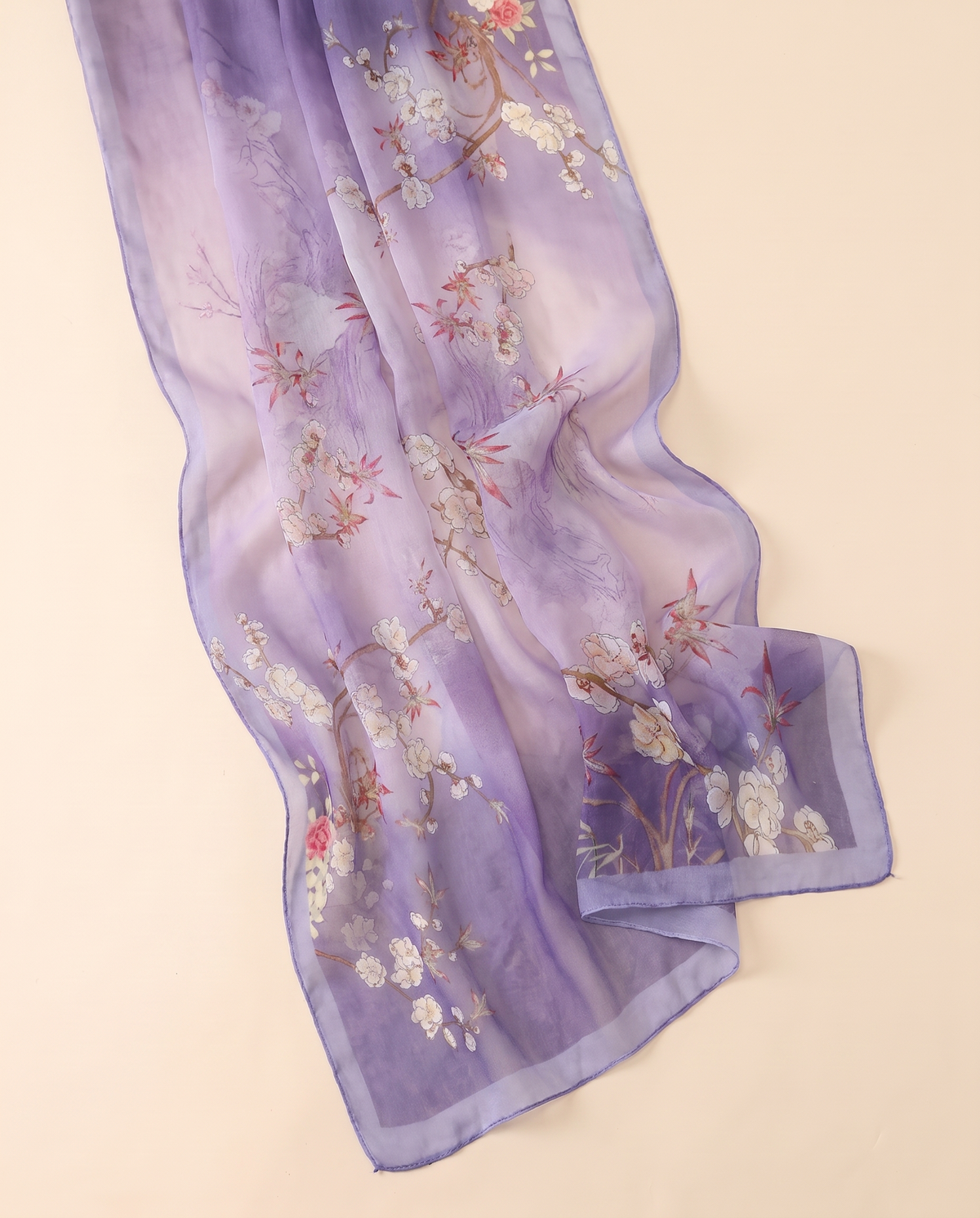 Printed Chiffon Hijab Shawl – Lilac Floral