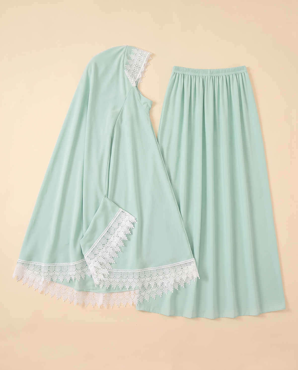 Rawda Applique Two-Piece Prayer Set – Mint