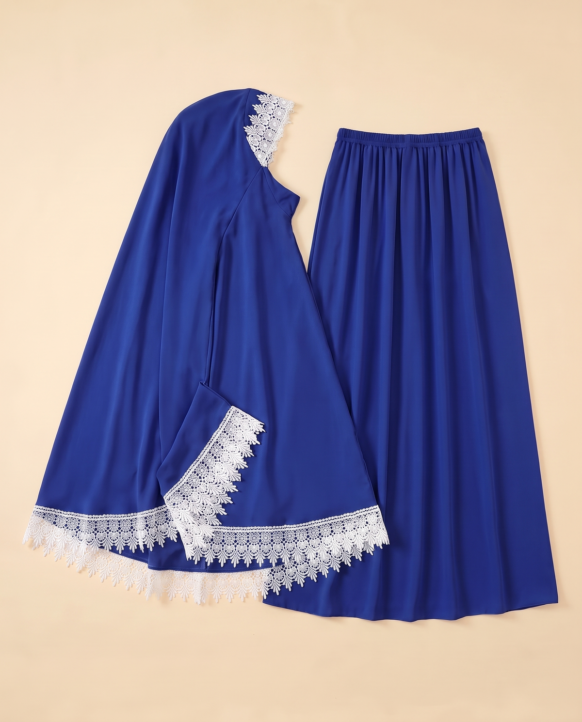 Rawda Applique Two-Piece Prayer Set – Royal Blue