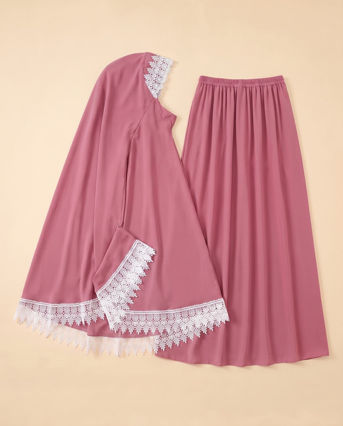 Rawda Applique Two-Piece Prayer Set – Dusty Rose