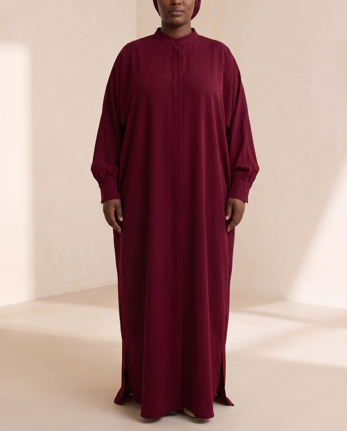 Reem kaftan in Burgundy, front