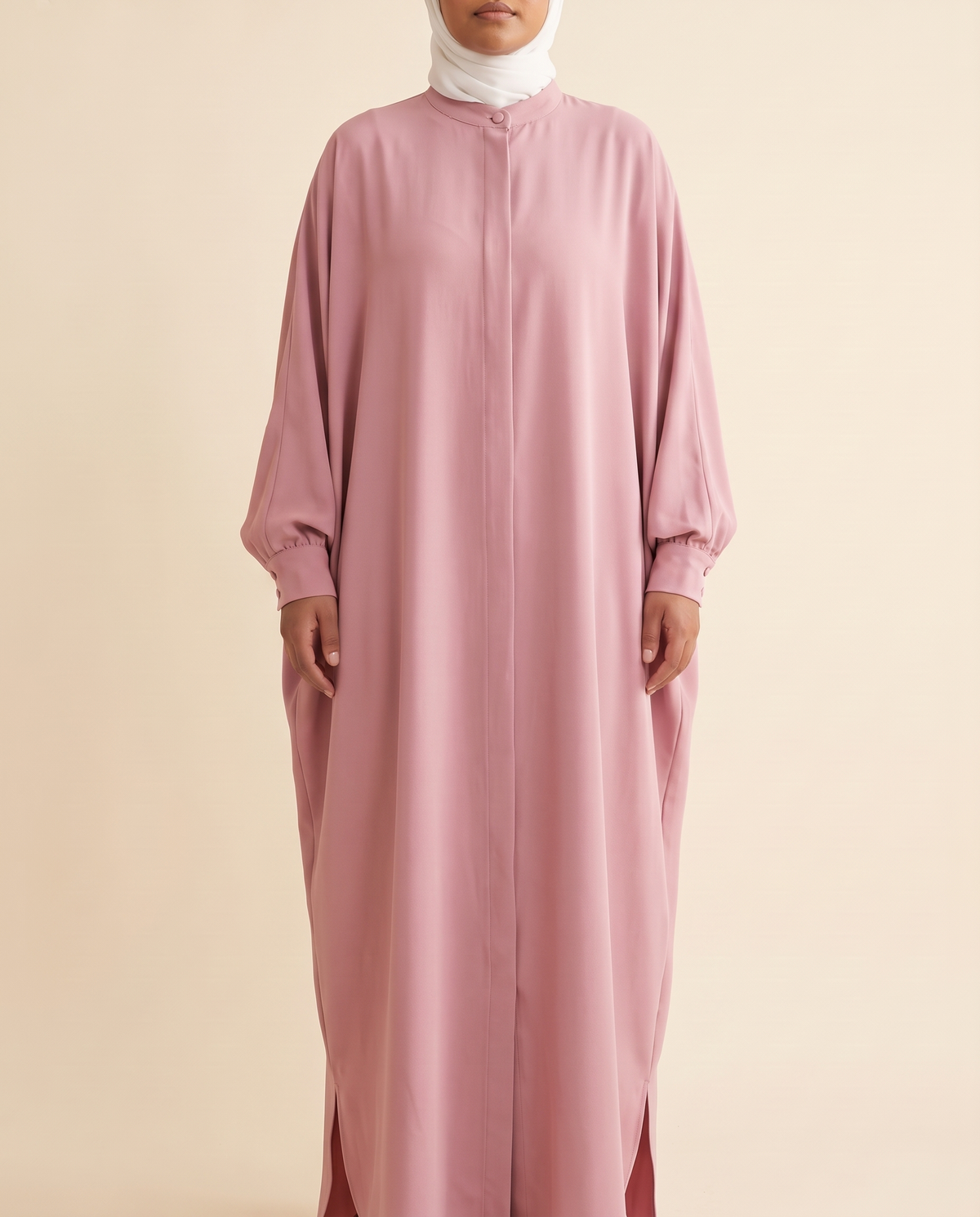 Reem kaftan in Dusty Pink, front
