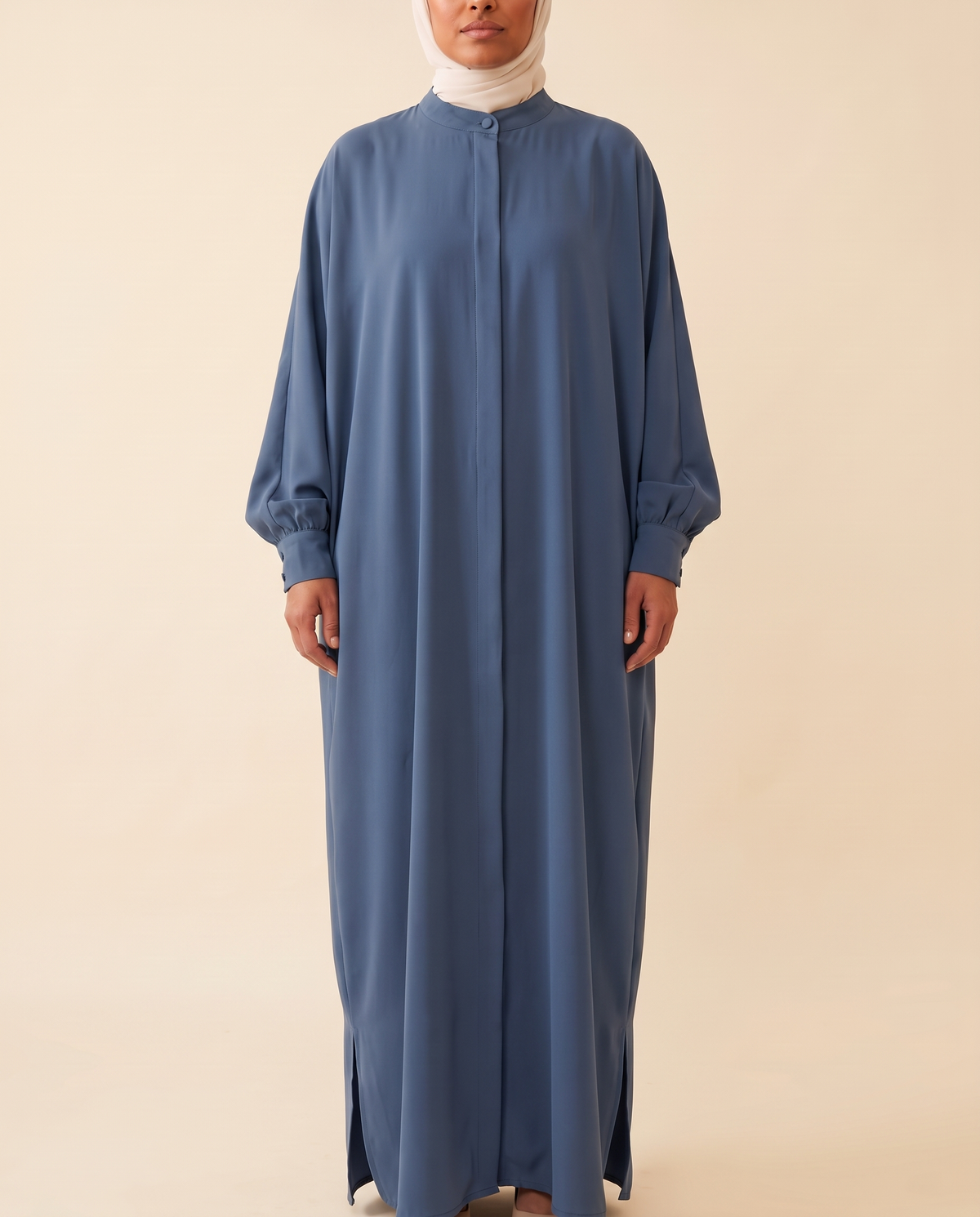 Reem kaftan in Denim Blue, front