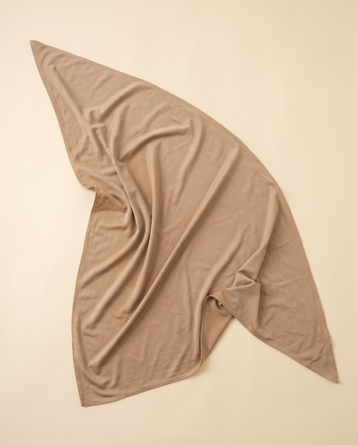 Satin instant hijab in Camel, flat