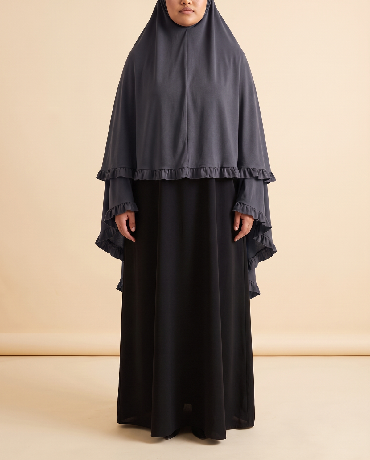 Sakina overhead khimar in Grey, front