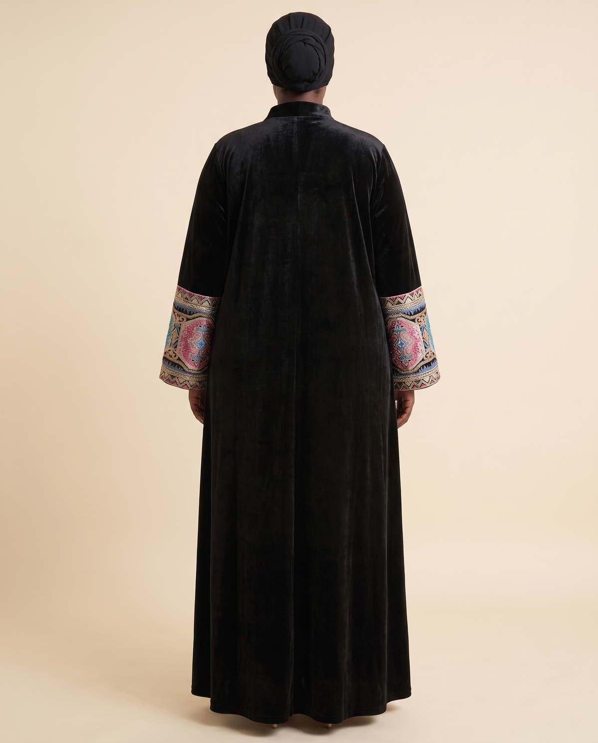 Selin embroidered velvet kaftan — back view