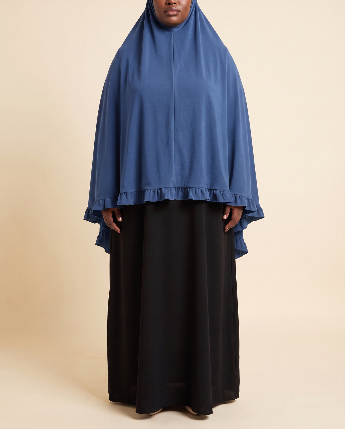 Sakina overhead khimar in Steel Blue, front