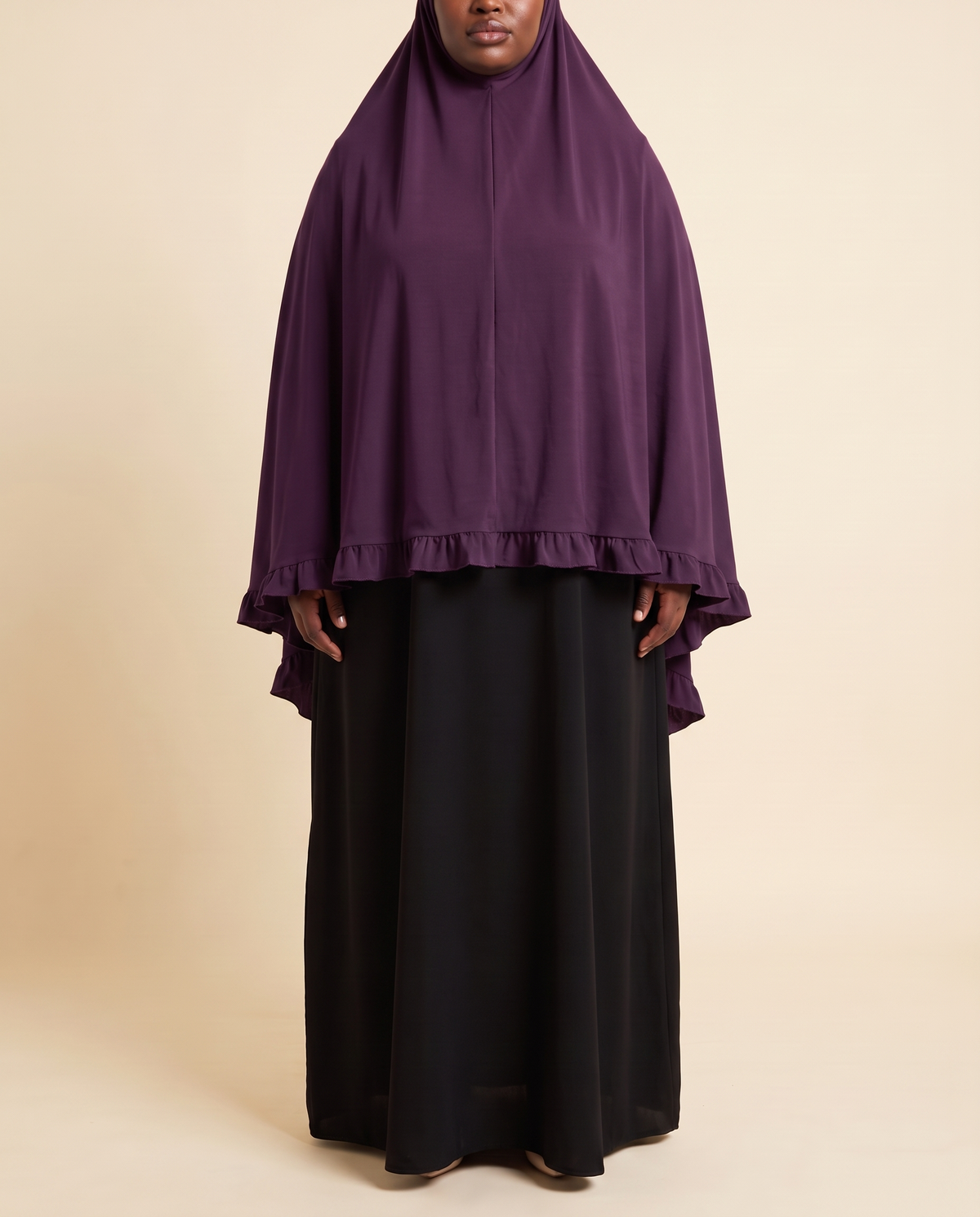 Sakina overhead khimar in Plum, front
