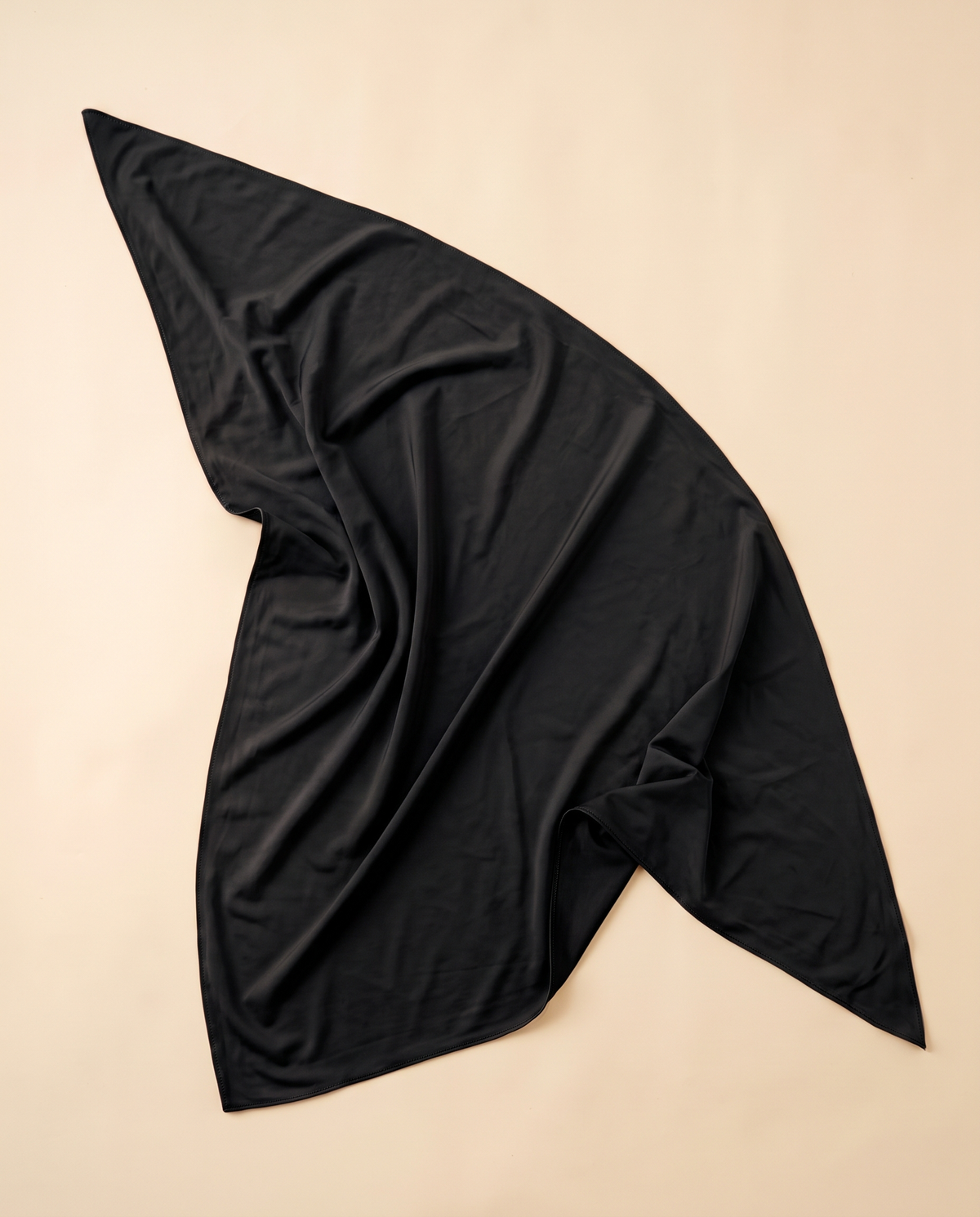 Satin instant hijab in Black, flat