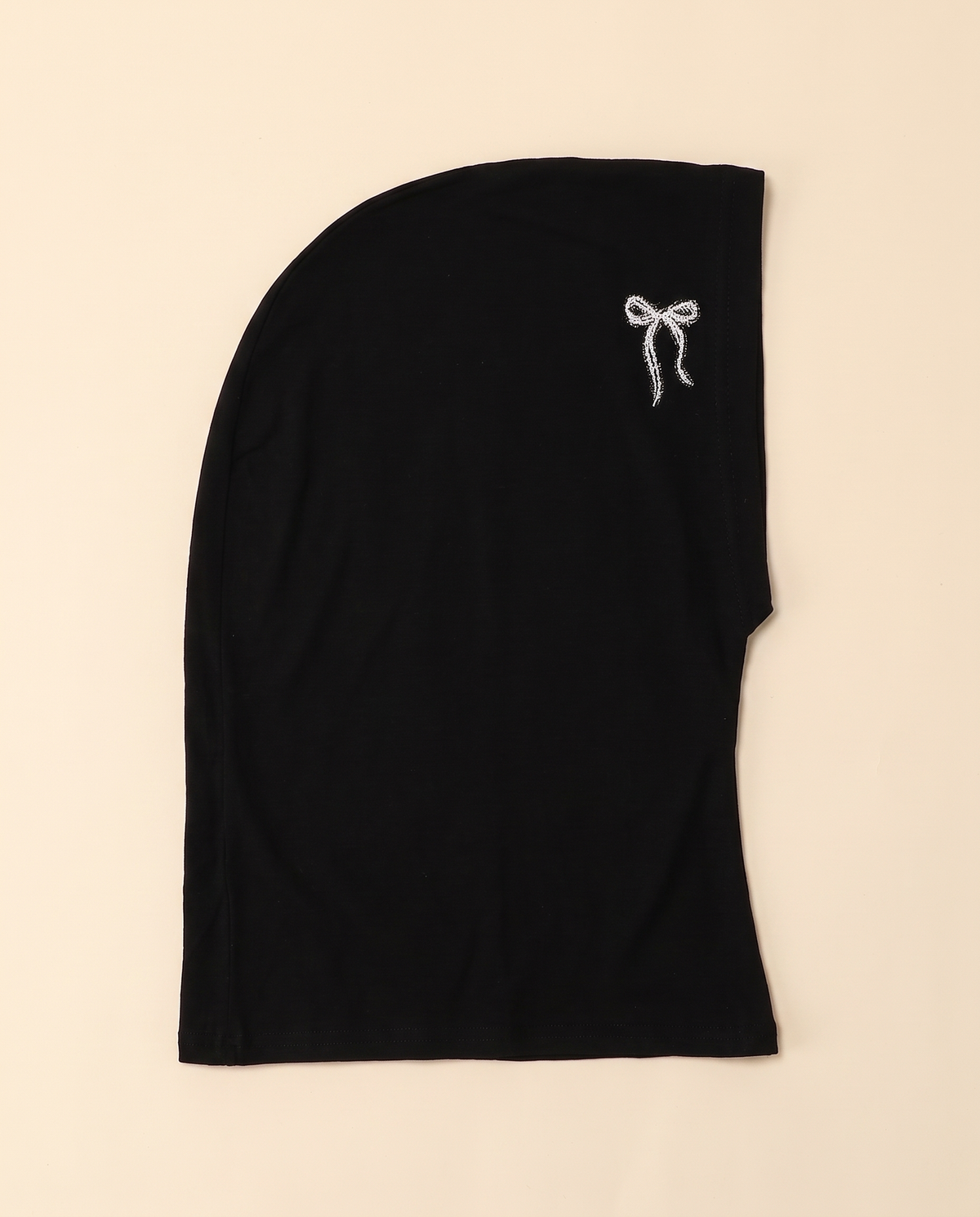 Stretch jersey ninja underscarf in Black Crystal Bow, flat