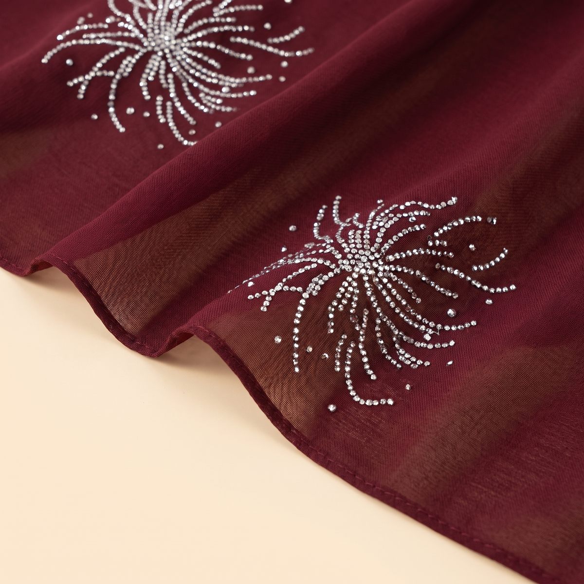 Sundus chiffon instant hijab — rhinestone starburst detail