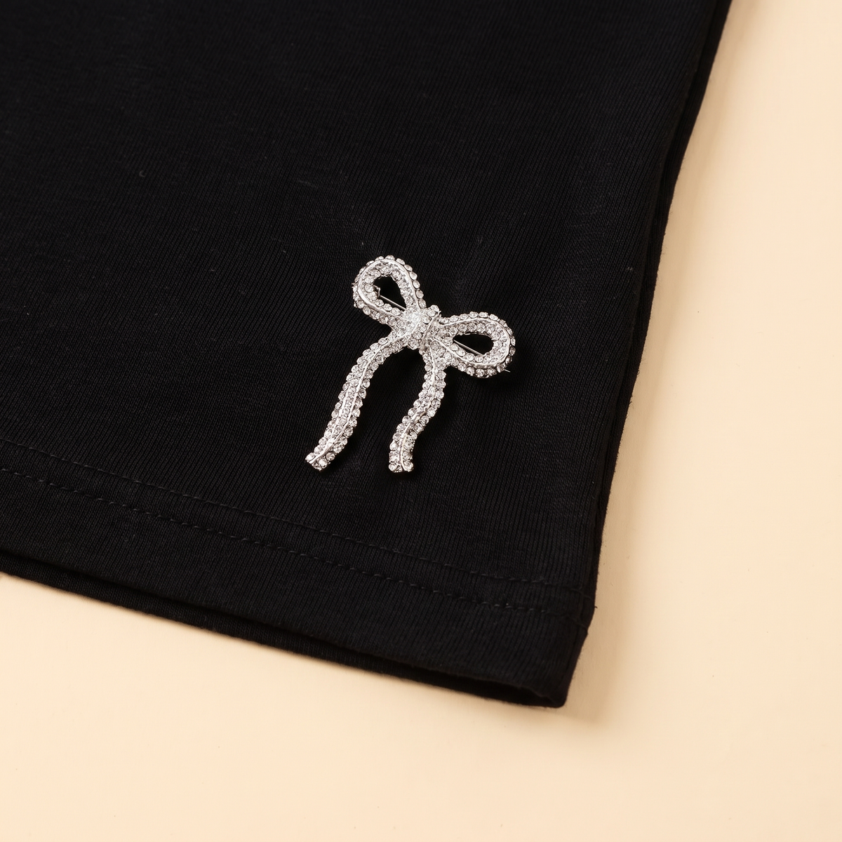 Stretch jersey ninja underscarf — crystal bow detail