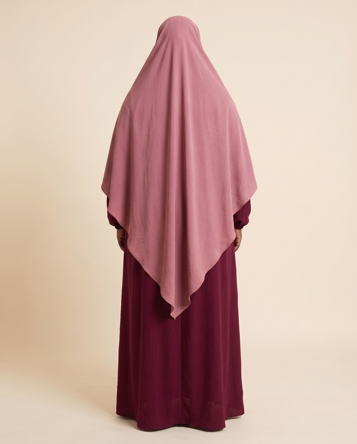 Shatha lantern sleeve prayer set in Wine Red & Pink, back view