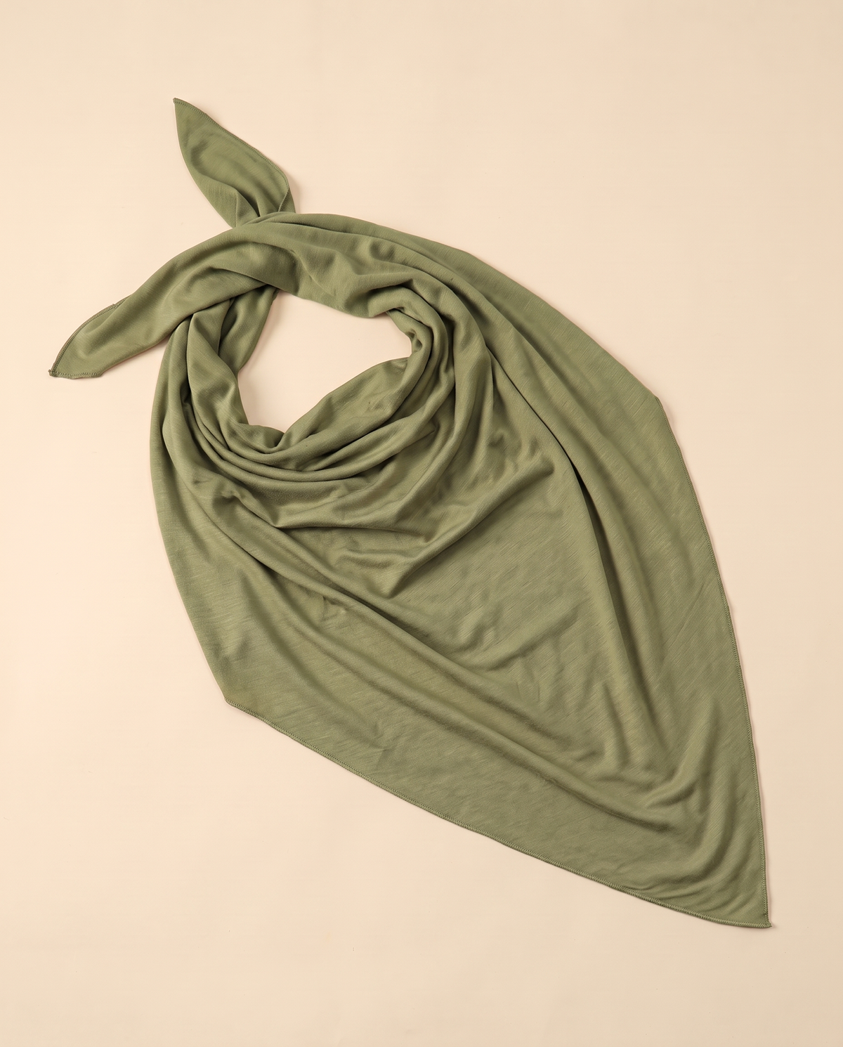 Soft jersey everyday hijab in Olive, flat