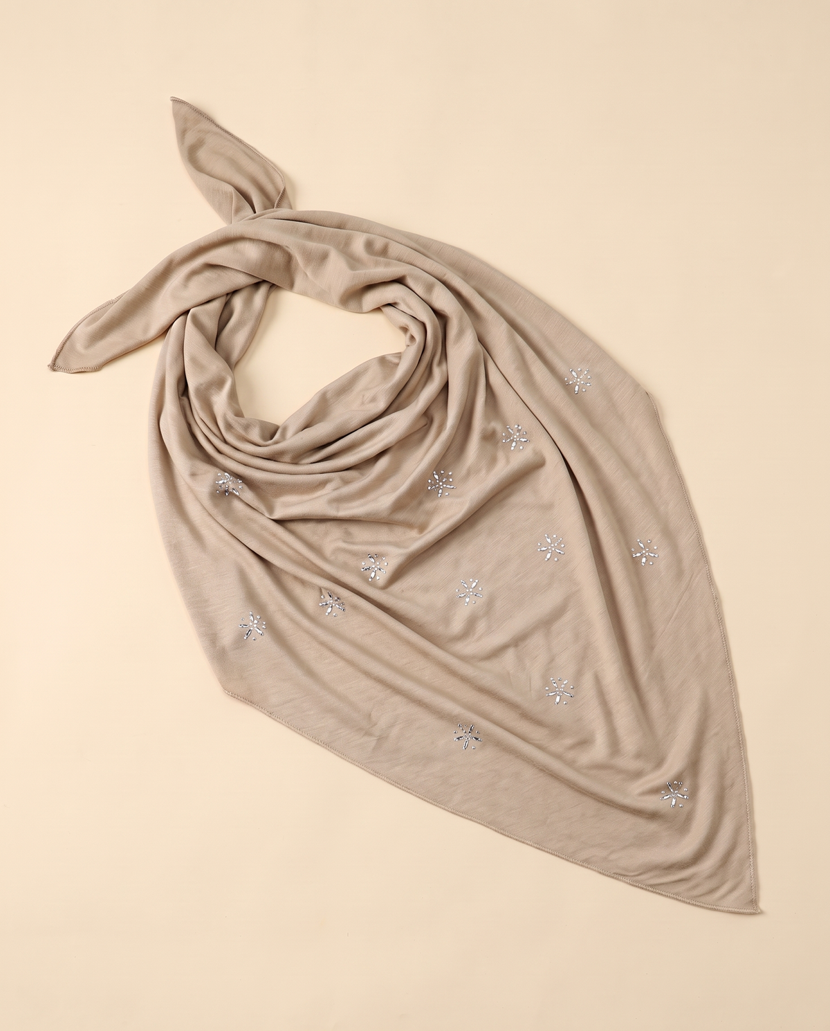 Soft jersey everyday hijab in Beige Crystal, flat