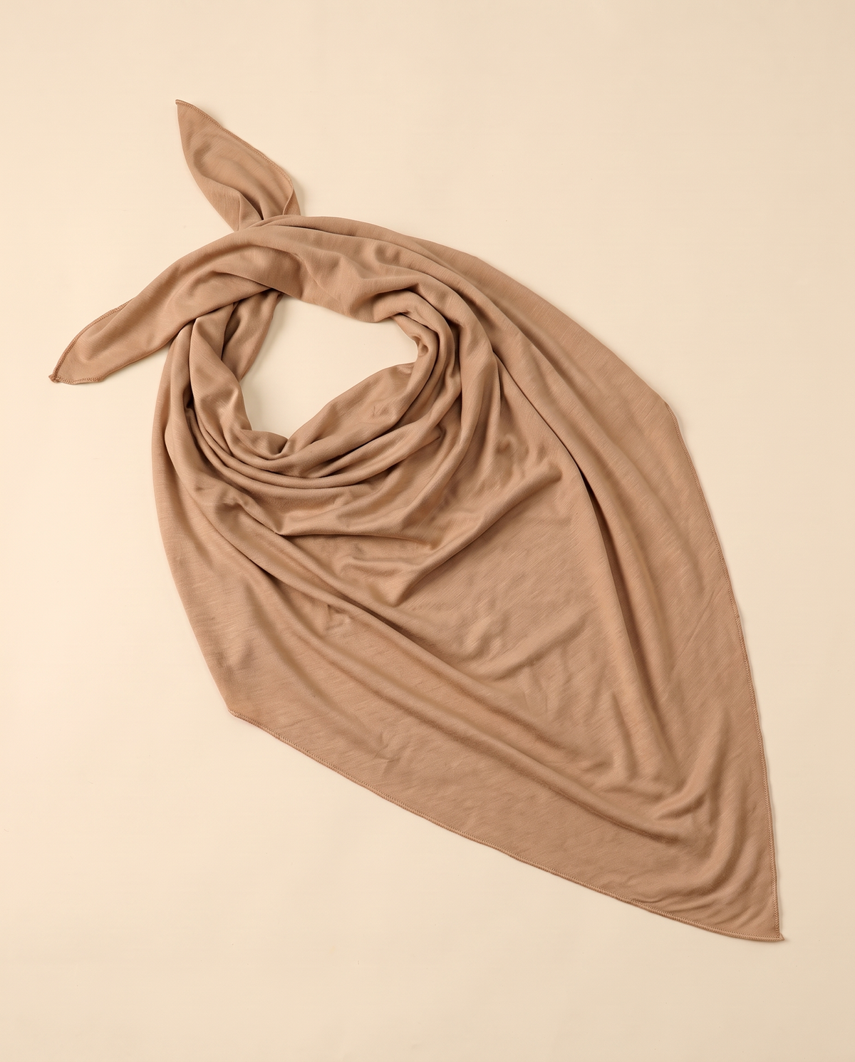 Soft jersey everyday hijab in Camel, flat