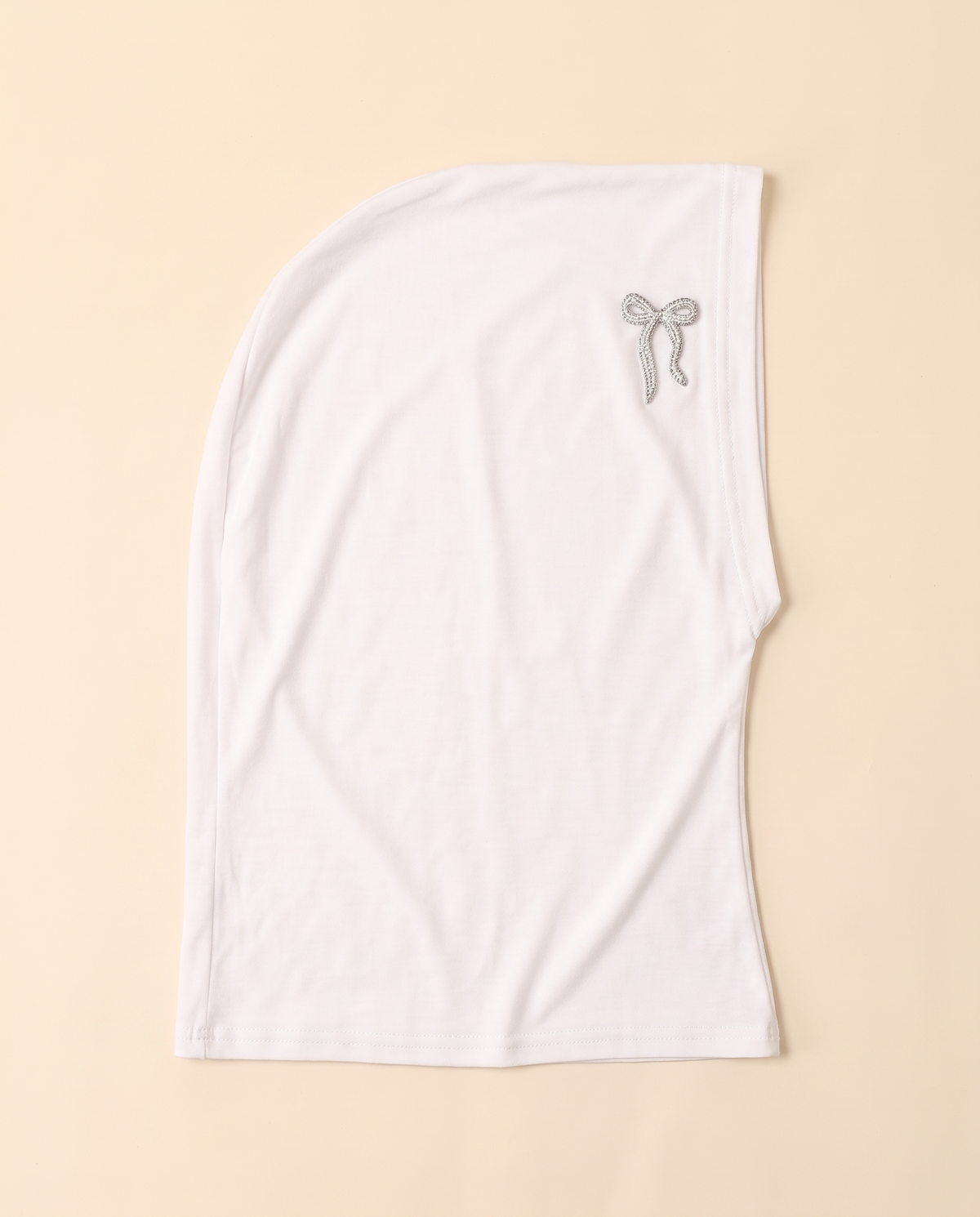 Stretch jersey ninja underscarf in White Crystal Bow, flat