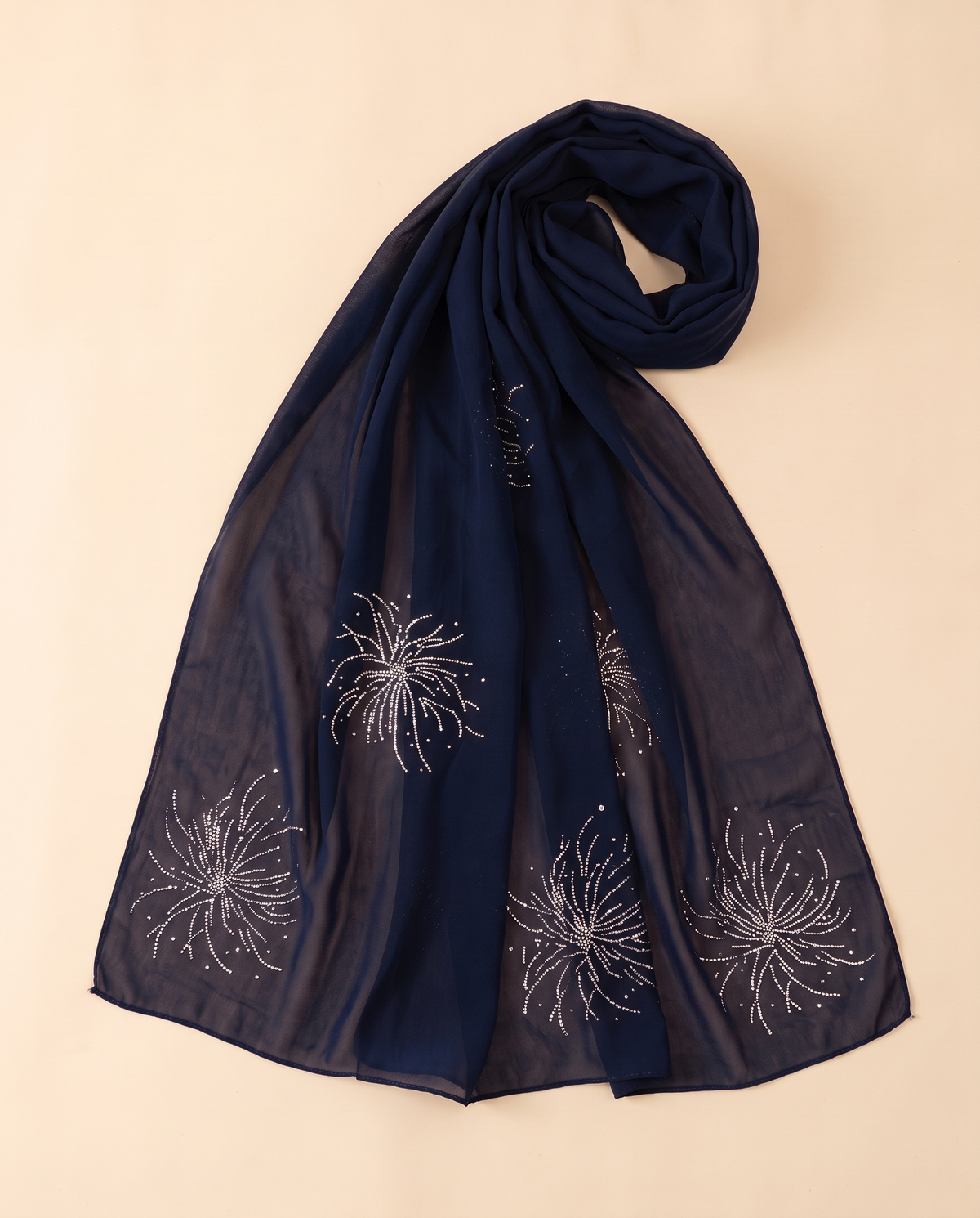 Sundus chiffon instant hijab in Navy, flat
