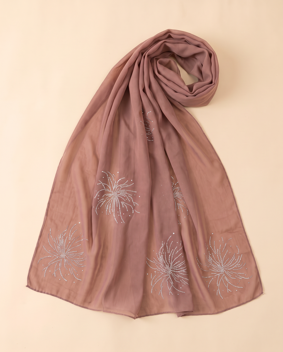 Sundus chiffon instant hijab in Taupe, flat