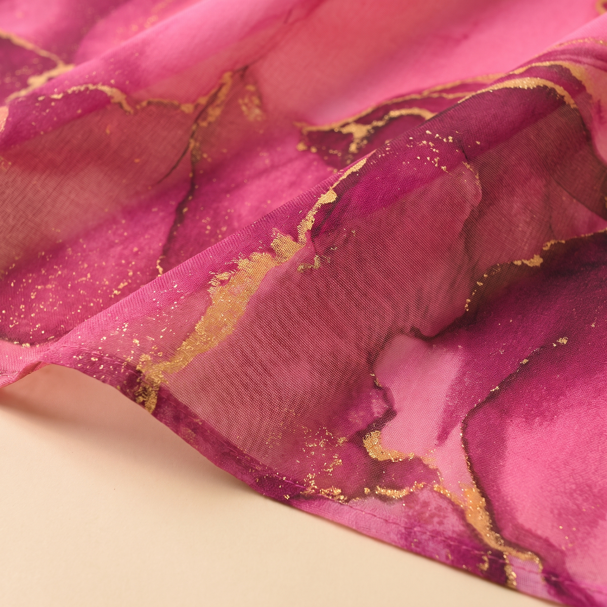 V-neck marble-print chiffon kaftan — print detail