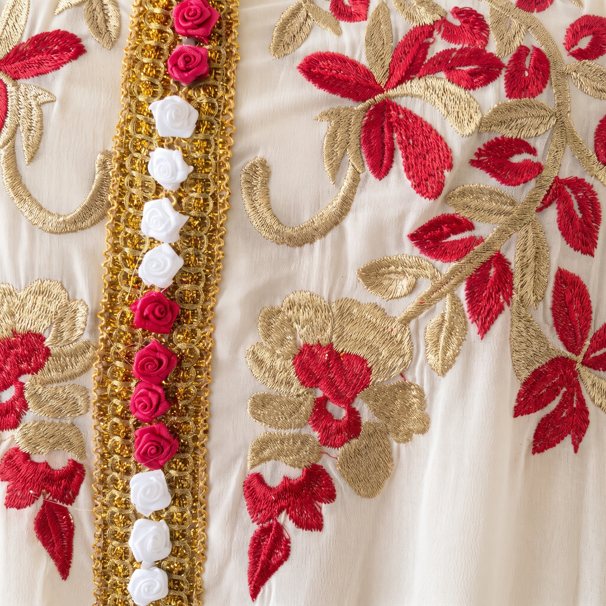 Yasmin embroidered chiffon kaftan — embroidery detail