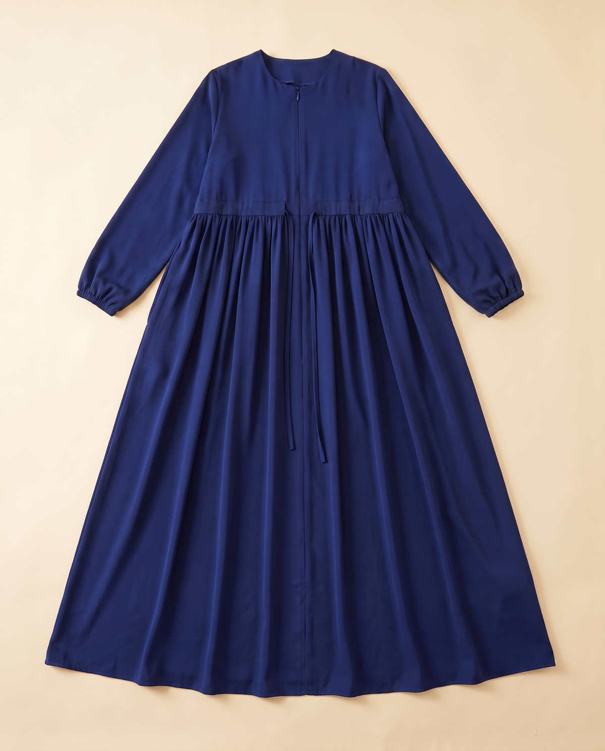 Zip-front swing abaya in Royal Blue, flat lay