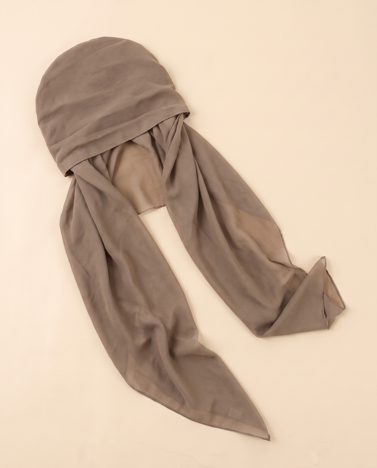 Voile slip-on instant hijab in Taupe, flat