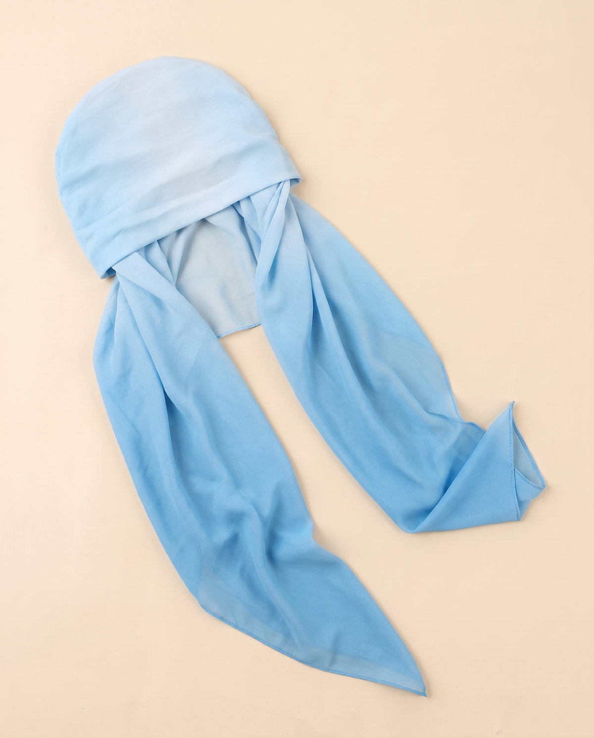 Voile slip-on instant hijab in Light Blue, flat
