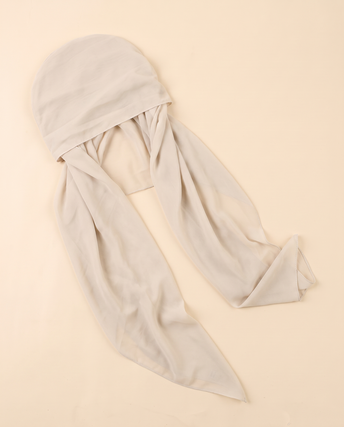 Voile slip-on instant hijab in Ivory, flat