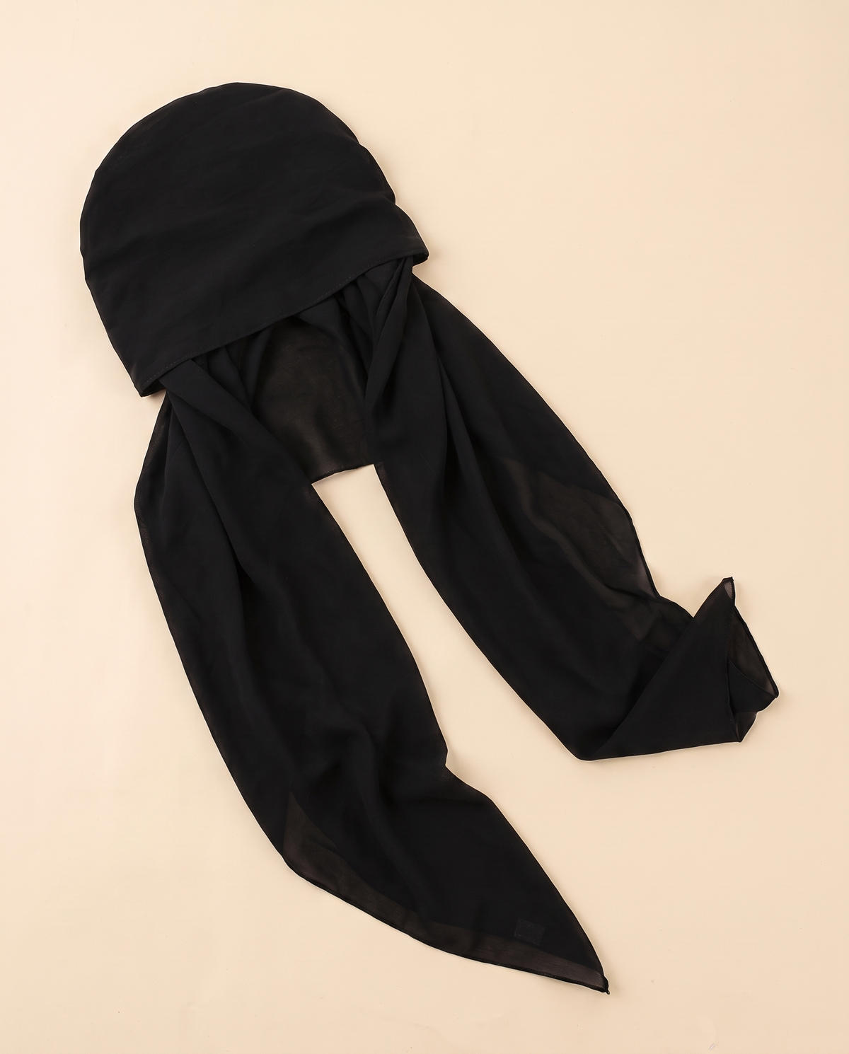 Voile slip-on instant hijab in Black, flat