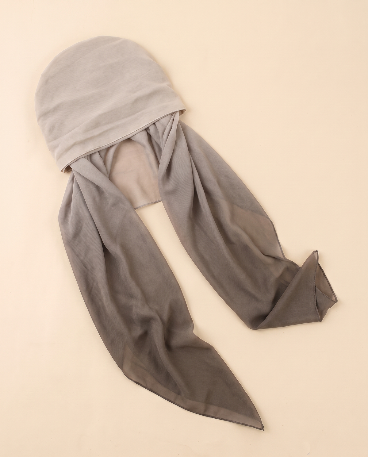 Voile slip-on instant hijab in Taupe Two-Tone, flat