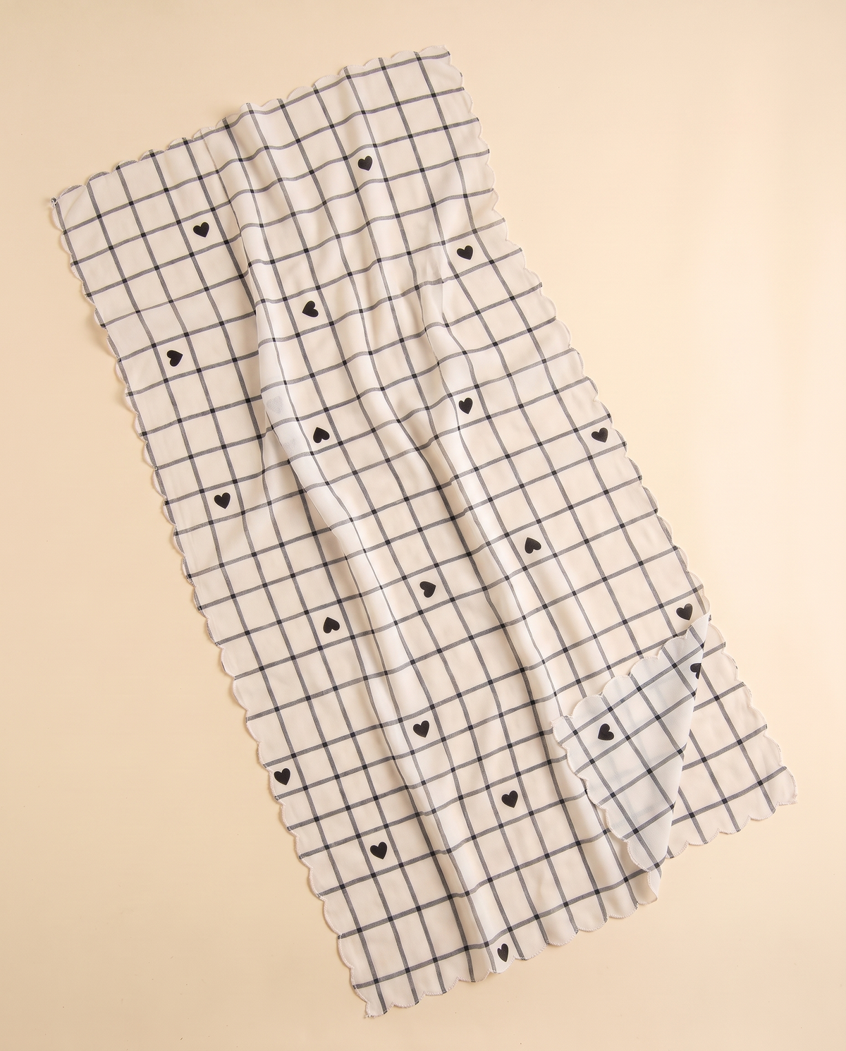 Tamara printed instant hijab in White Check, flat